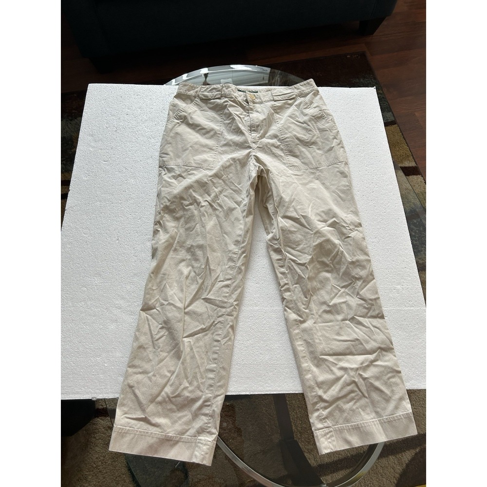 Lauren Ralph Lauren Pants Womens 8 Beige Straight Leg Stretch Cotton Trousers